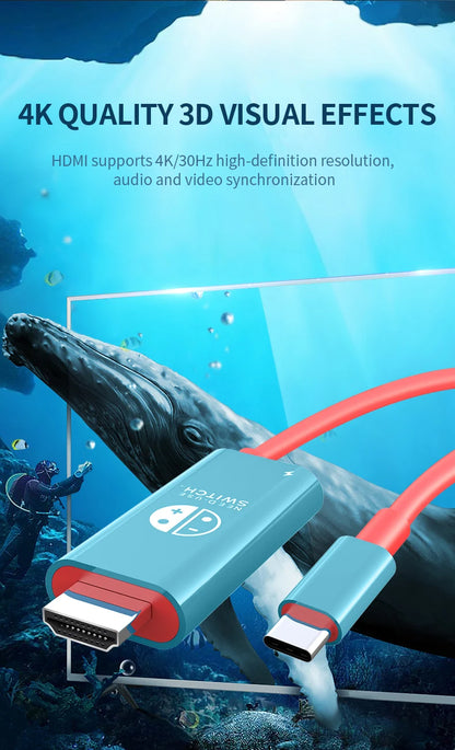2M USB C to HDMI 4K Cable 100W PD Charging Portable Converter Type C to HDTV for TV Docking Steam Deck Laptop Phone Tablet