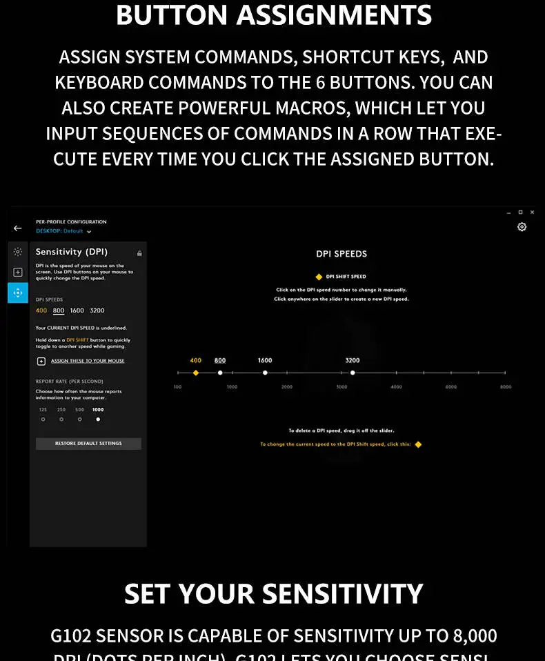 Logitech G102 Wired Gaming Mouse Adjustable DPI 16.8M RGB Colors Mechanical Buttons Ergonomic Design for Competitive Gamers