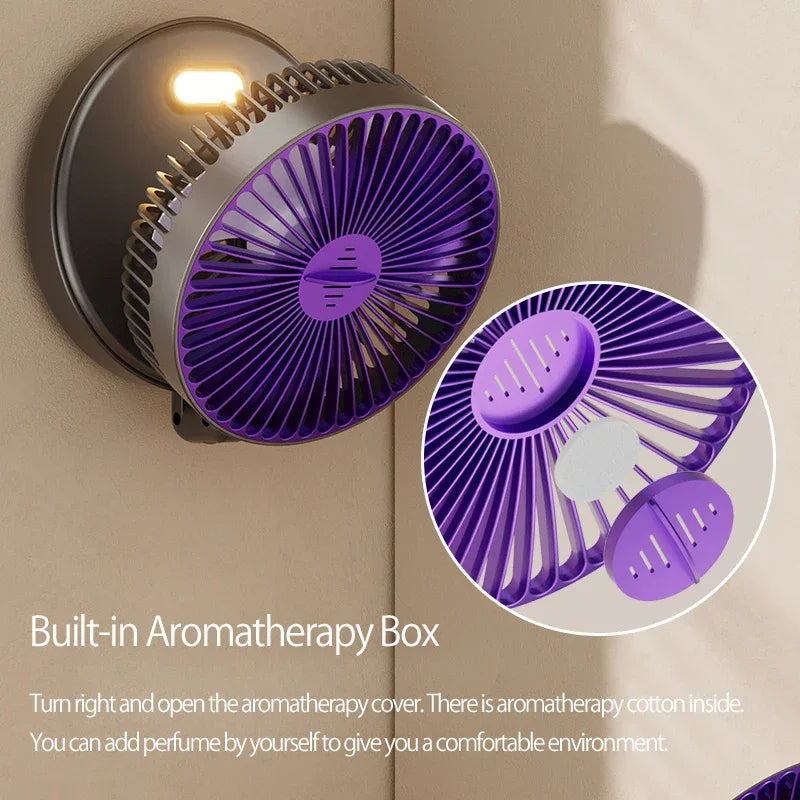 New 5000mAh Rechargeable 3IN1 Multifunctional Portable Fan Wall Mounted Fan 90° Folding Fan 4 Gears With Warm Night Light