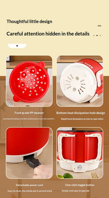 Folding Electric Pot Multifunctional Mini Cooker 15L Portable for Instant Noodles Dormitory Travel Fast Heating Auto Shut Off