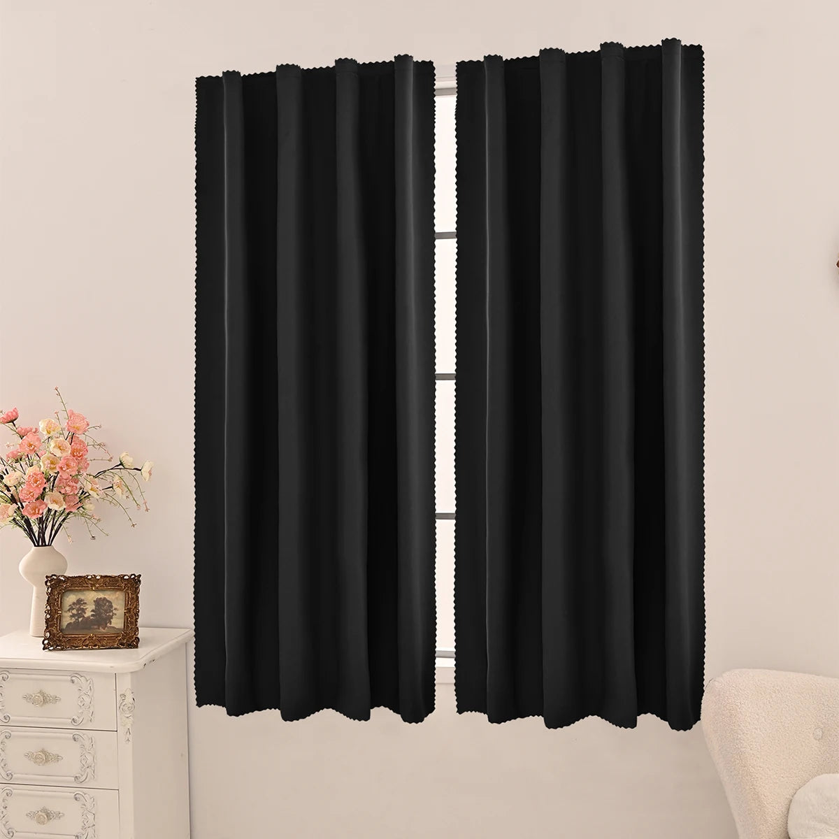 1pc Modern Solid Colour 100% Blackout Curtain, Velcro Curtains for Living Room, Bedroom, Kitchen, Home Decor, Window Curtains