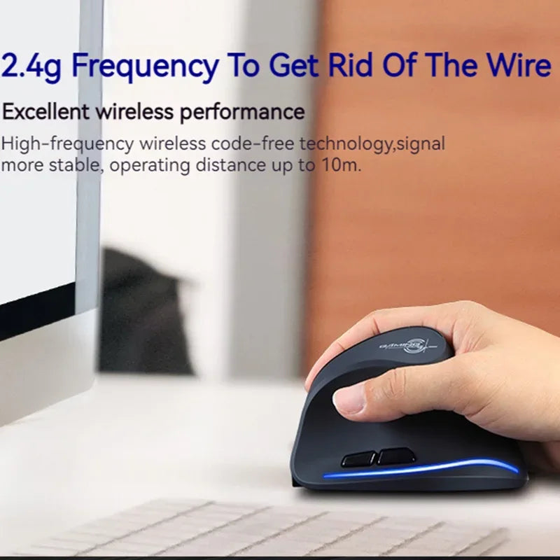 Zelotes F-35 Wireless Gaming Mouse Vertical Rechargeable 6 Key Mice 2.4G 3 Level DPI Adjustable Office/Gaming Computer Mouse