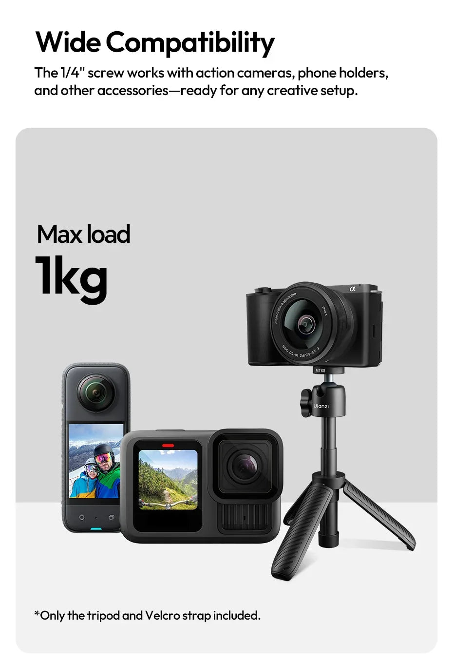 Ulanzi MT88 ClipMate Tripod Backpack Clip Selfie Stick Mode Extendable Tripod Mode Travel Photography Livestreaming Vlog Shots