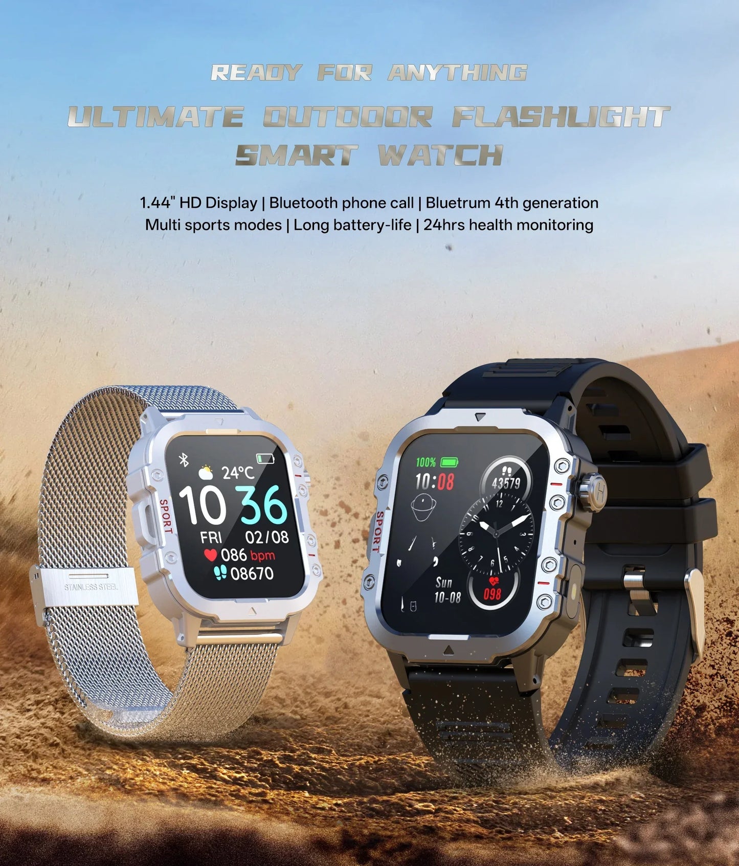 2025 New for Xiaomi Military Smart Watch Men IP67 3ATM Outdoor Sports Fitness Tracker Health Monitor 1.44Inch BT Call Smartwatch
