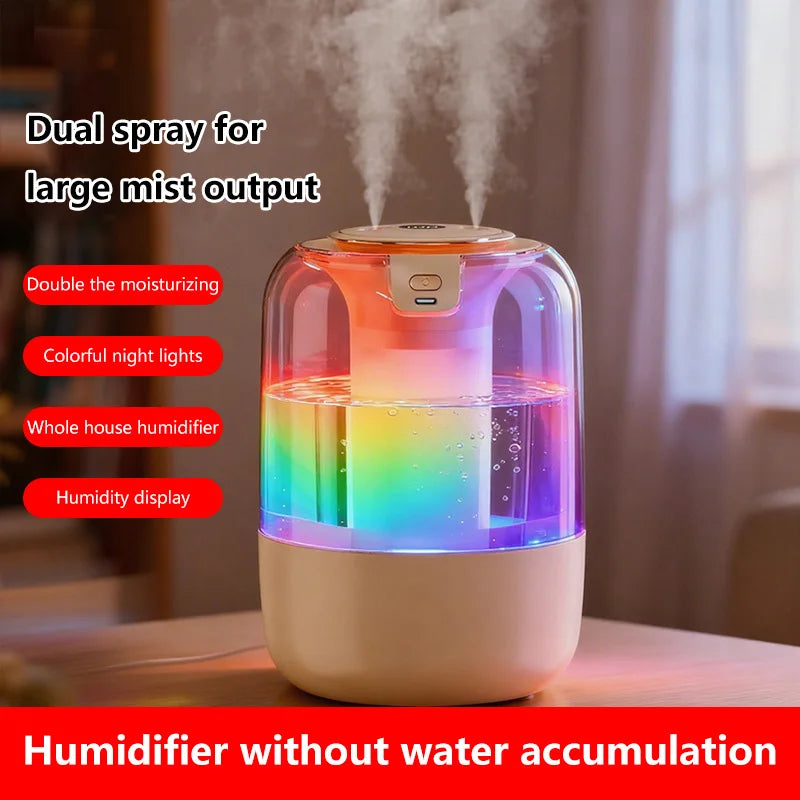 Humidifier USB Double Spray Quiet 2L Large Capacity Humidifier Home Dormitory Office Bedroom Desktop with Night Light