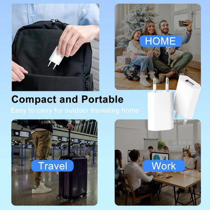 5V/1A Mini EU Plug Charger USB Mobile Phones Charger USB-C Quick Charger Wall Power Adapter Chargers For iPhone Samsung Xiaomi