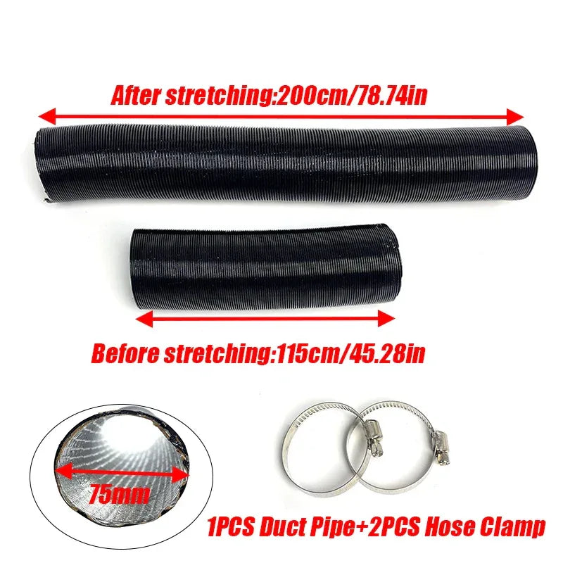 42mm 60mm 75mm 90mm Diameter 60-200cm Length Air Diesel Parking Heater Duct Pipe Tube Hose For Webasto Eberspacher Car Camper