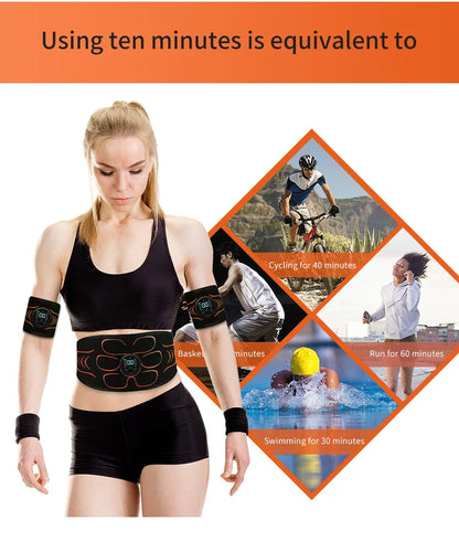 Abdominal Toning Belt EMS Muscle Stimulator Abs Trainer Muscle Toner USB Charge Body Shaping Lose Weight Fat Burn Fitness Unisex