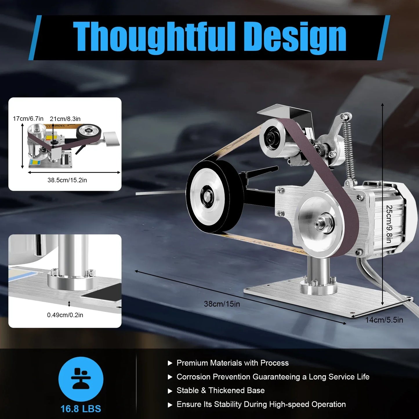 Multi-function Desktop Belt Machine,with Brushless Motor 762x25MM Belt Sander  Sharpener Polishing Grinding Machine