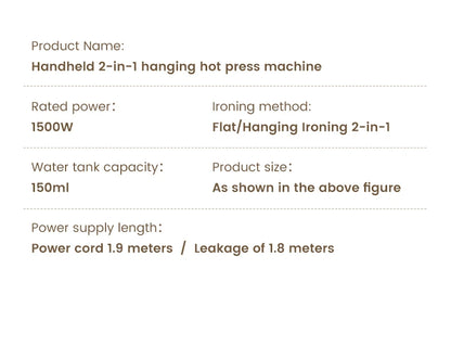 Foldable Ironing Machine 1500W Fast-Heat Garment Steamer Household Electric Fabric Steamer for Home Travel Handheld Steam Iron