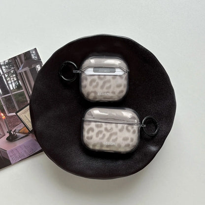 Simple Chic Transparent Grey Leopard Print Pattern Protective Earphone Case Cover for AirPods 1 2 3 4 Pro Pro2 Pro3