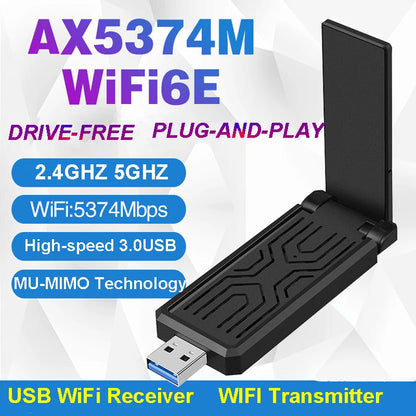 Wifi 6 USB Dual Band Wireless Network Card 1800Mbps 2.4GHZ with Antenna USB3.0 Wireless Adapter for Laptop Desktop Computer