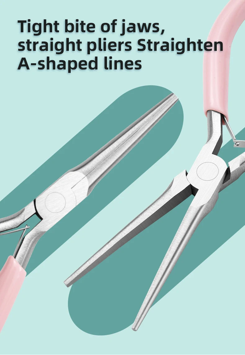 Pink Long Nose Pliers Set Professional Nail Art Pliers For Manicure Extension Jewelry Making Diy Craft Tools