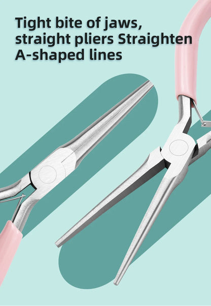 Pink Long Nose Pliers Set Professional Nail Art Pliers For Manicure Extension Jewelry Making Diy Craft Tools
