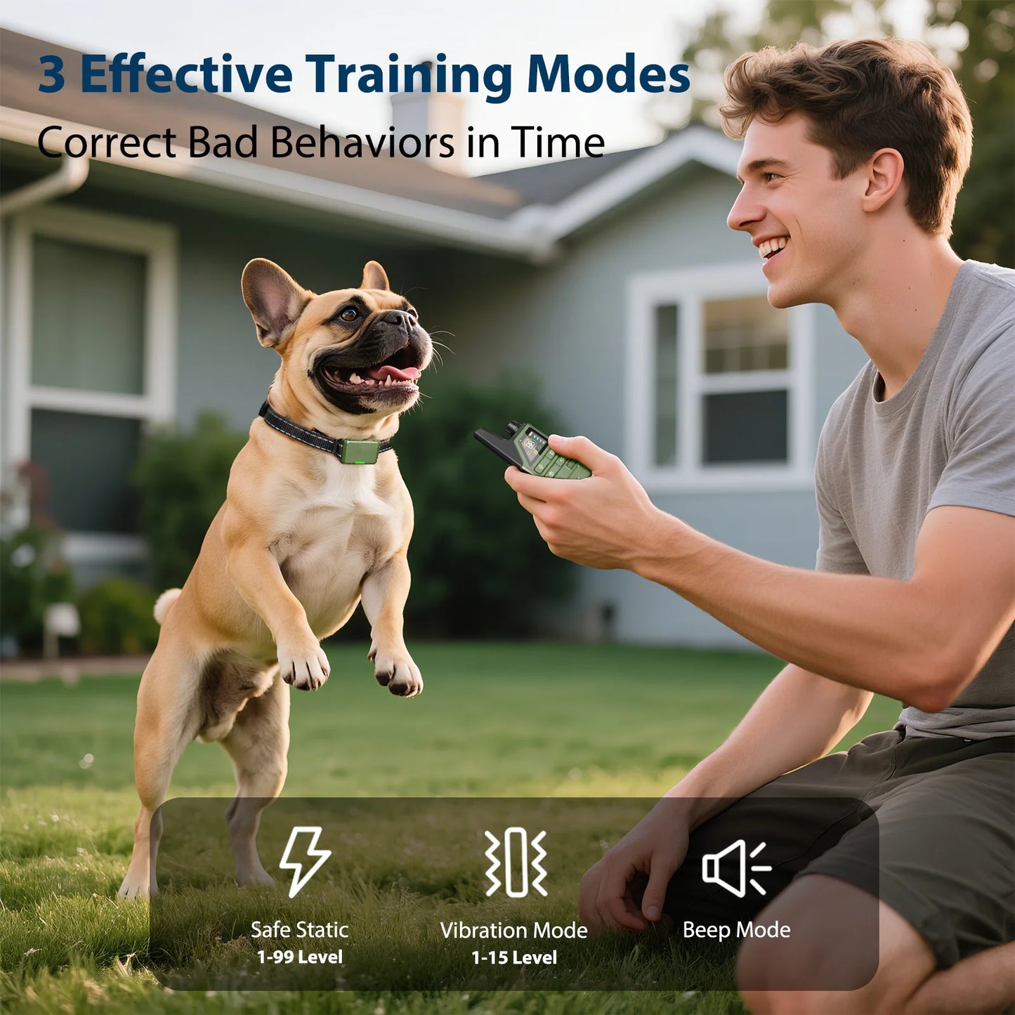 Electric Dog Training Collar 300M Remote Control Pet Puppy Dog Bark Stop Collar IPX7 Waterproof Rechargeable Anti Barking Device