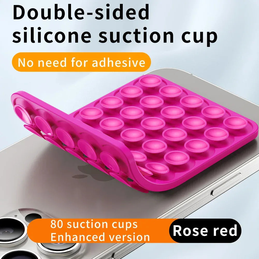 Suction Cup Phone Case Mount Double-Sided,Silicon Sticky Phone Stand for iPhone Android Selfies Hands-Free Strong Grip Holder
