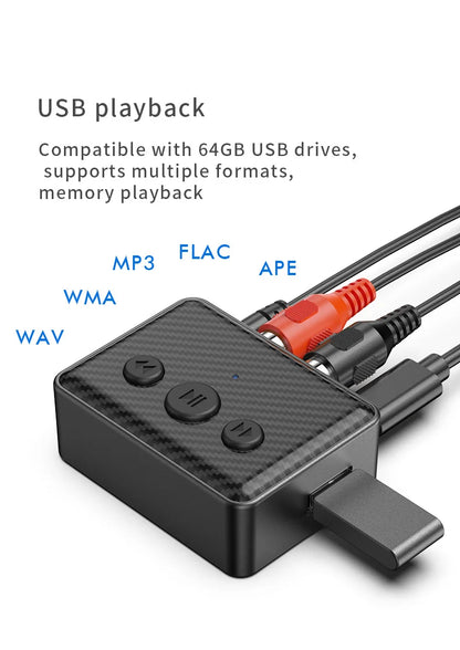 Bluetooth 5.4 Audio Receiver RCA 3.5mm AUX USB Wireless Adapter With MIC Support U-Disk Play For Car Kit Speaker Amplifier