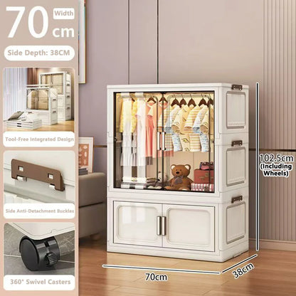 Multi-Functional Folding Storage Cabinet with Doors White/Black/Gray for Home Office Kitchen Bathroom Organizer