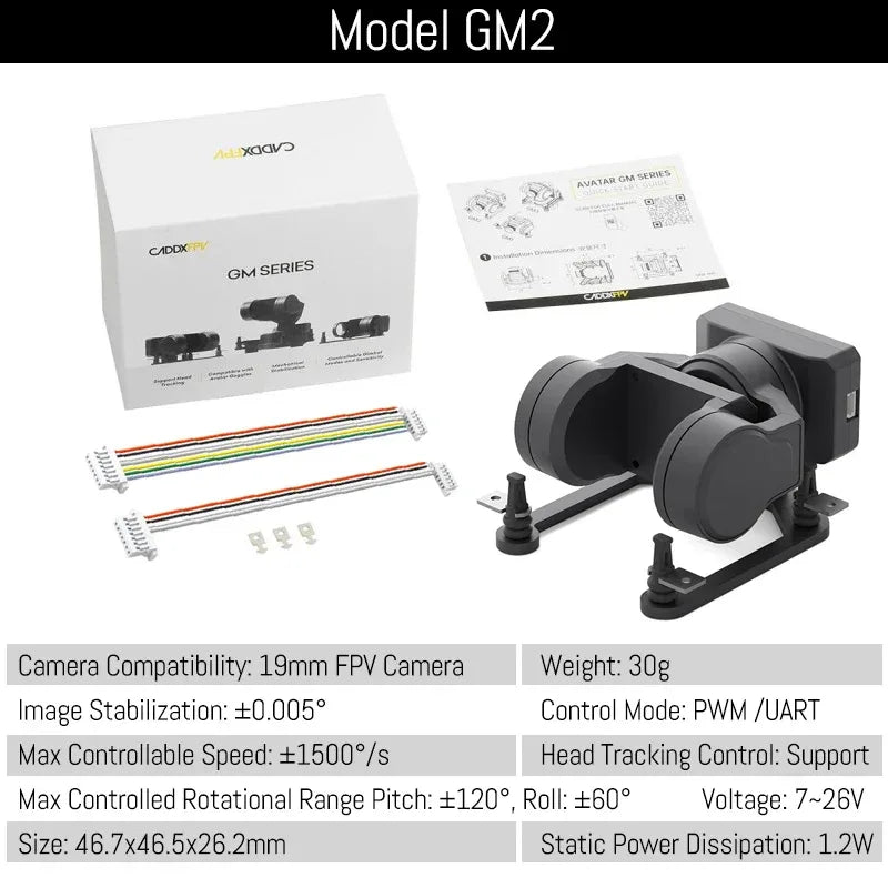 Caddx GM1 GM2 GM3 FPV Gimbal Head Tracking (No Camera) CaddxFPV For FC FPV 19mm Camera Avatar HD Goggles Drone Car Airplane