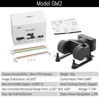 Caddx GM1 GM2 GM3 FPV Gimbal Head Tracking (No Camera) CaddxFPV For FC FPV 19mm Camera Avatar HD Goggles Drone Car Airplane