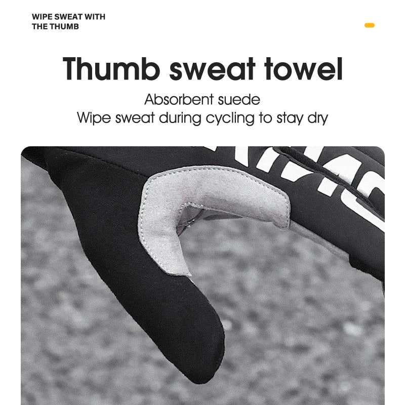WEST BIKING Winter Warm Cycling Gloves Reflective MTB Road Bicycle Men's Windproof Thermal Anti-slip Touch Screen Sports Gloves