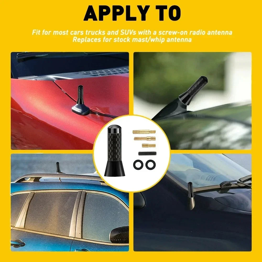 Brand New Carbon Fiber Screw Metal Short Stubby Mast Antenna Car Styling Roof Antenna Enhanced Signal For Benz Car Accessories