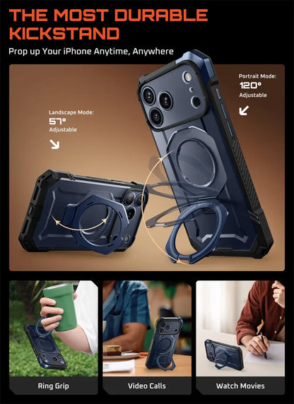 SUPCASE For iPhone 17 Pro Max Case with Camera Control Capture Button UB Grip Heavy Duty Rugged Magnetic Phone Case with Stand