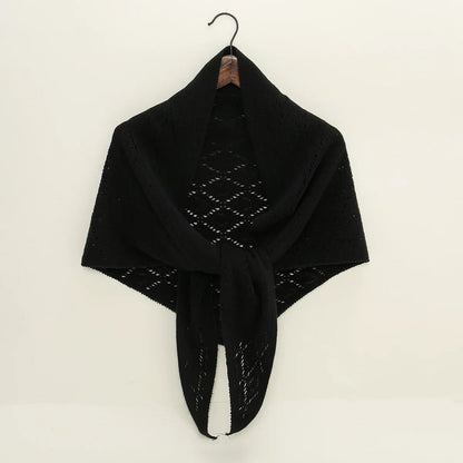 Triangle Shape Striped hollow out  shawl Autumn Korean Style Sun Protection Cape elegant  Wraps Knitting Stripe Knitted Shawl