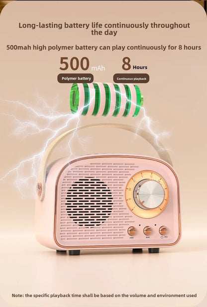 Retro Bluetooth-compatible Speaker Cute Mini Speaker with FM Radio Wireless Speaker with TWS Music Player Hifi Stereo TF USB