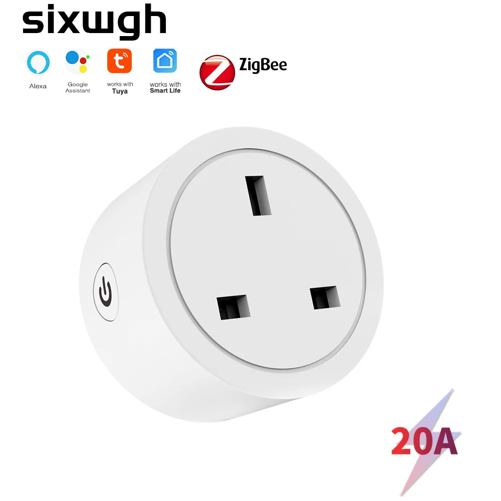 UK Zigbee Smart Plug with Energy Monitoring|Tuya Smart Life App Remote Control|Timer, Supports Alexa & Assistant|Device Sharing