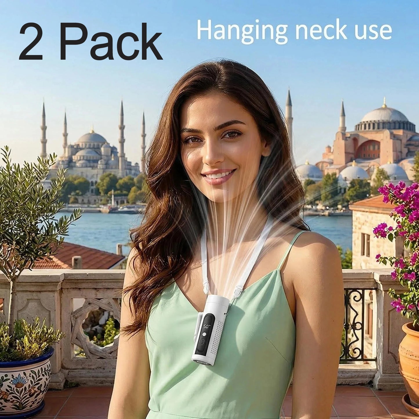 USB Rechargeable Mini Travel Fan 3000mAh High Battery Capacity 3-in-1 Handheld Neck Fan with 199 Levels Wind Speed Pocket Fan