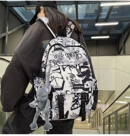 middle high school backpack for teenage boys cool school bag college student backpack large capacity schoolbag for boy cute doll