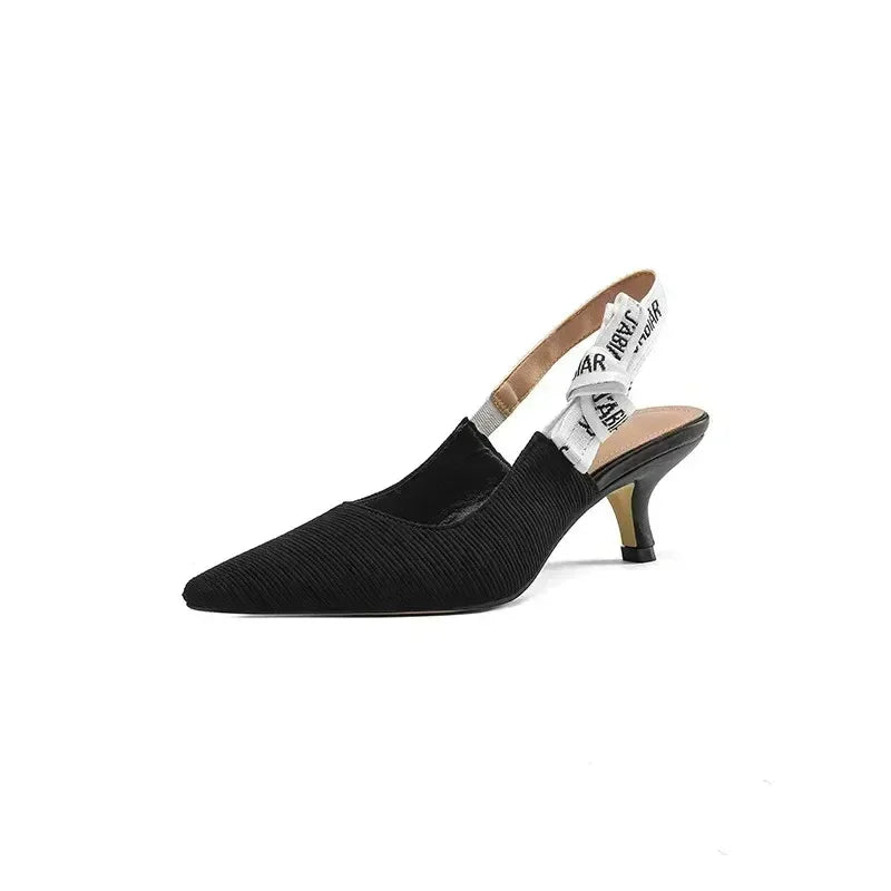High Heels Women Sexy Sandals Mid Heels Slingback Summer Slippers 2025 Fashion Luxury Pumps New Flip Flops Shallow Mujer Slides