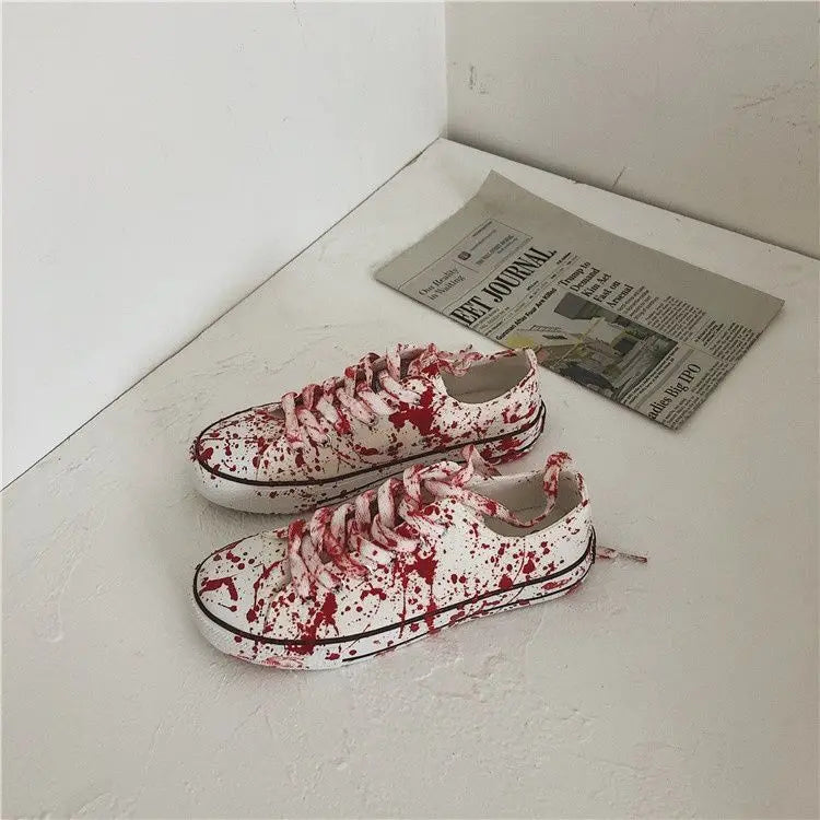 Graffiti Sneakers Men Women Black Ink Dirty Shoes Size 35-44 College Hiphop Style School Couple Shoes 2024 Spring Canvas Sneaker