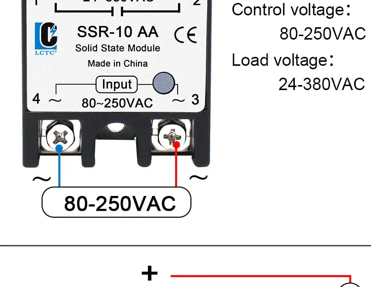 LCTC 1PCS SSR Solid State Relay DC To AC AC To AC DC To DC 10A 25A 40A 50A 60A 80A 100A Non-contact Relay 3-32VDC