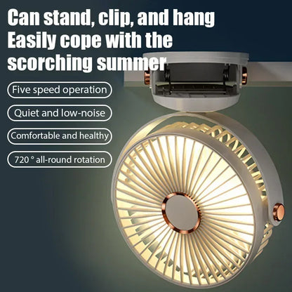 Xiaomi 2025 Clip-on Fan 8000mah  5 Speed Quiet Rechargeable Desktop Air Circulator Wireless Fan With LED Light For Office