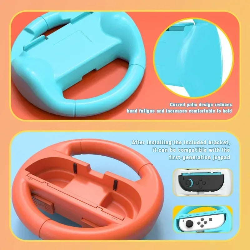 Steering Wheel Compatible with Nintendo Switch Wheel, Family Use Accessories Compatible with Switch JoyCon Controllers, 2 Pack