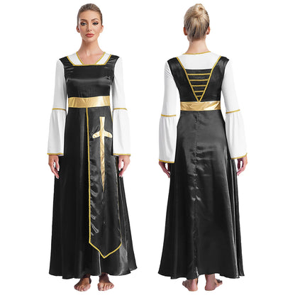 Women Robe Praise Lyrical Dance Dress Church Choir Worship Liturgical Performance Costume Sleeveless Tunic Gown Dancewear Clothe