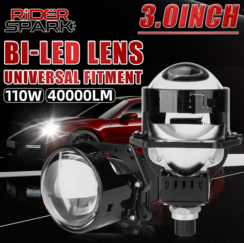 3.0 Inch Bi LED Projector Hella Lenses H4 H7 9005 9006 Car Headlight Bulbs Retrofit Kits Angel Eyes Halo Lights WHITE DRL 120W