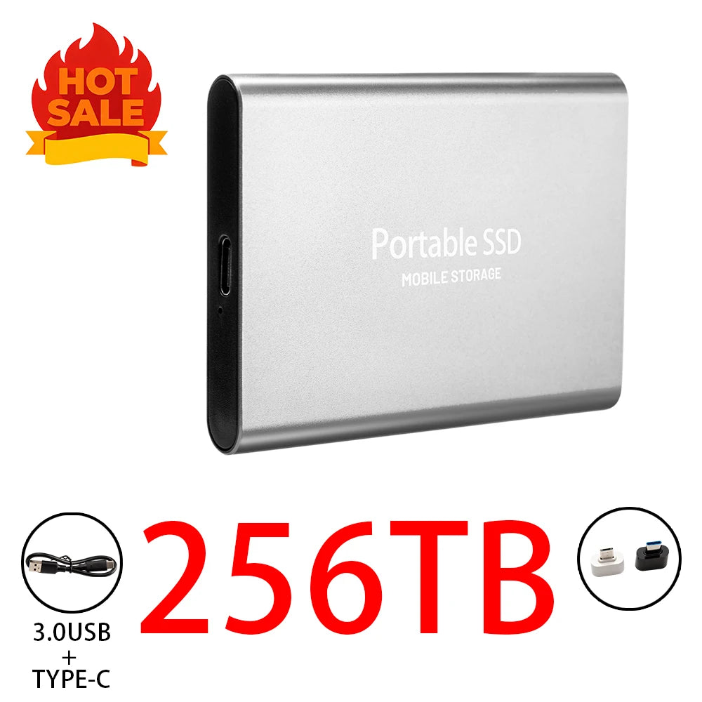 Highly cost-effective external hard drive, durable, efficient, and portable, with 256TB high-speed USB 3.1 Type C