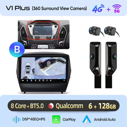 Junsun Android Wireless CarPlay Auto Car Radio For Hyundai Tucson 2 ix35 2009-2015 Car Intelligent Systems DSP SWC RDS GPS FM BT