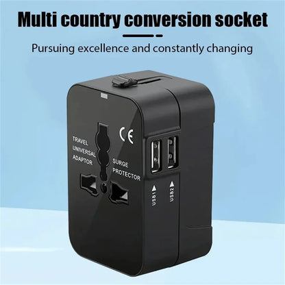 Universal Travel AC Power Adapter with Dual USB Ports EU US UK AU Outlet Converter Socket Plug Global Conversion Charger