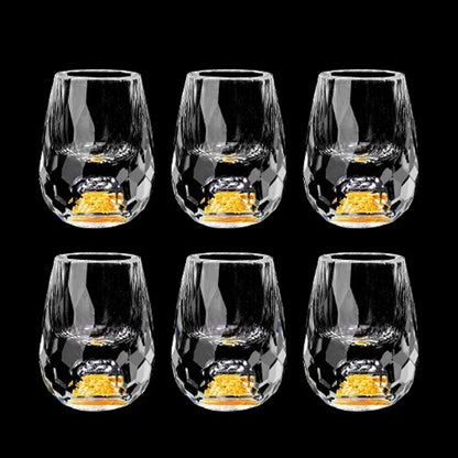 1/2/4/6pcs Luxury Crystal Glass Vodka Sake Shochu Bar Liqueur Gold Foil Glass Tea Cup Gift Hard Liquor Wine Glasses 15ml