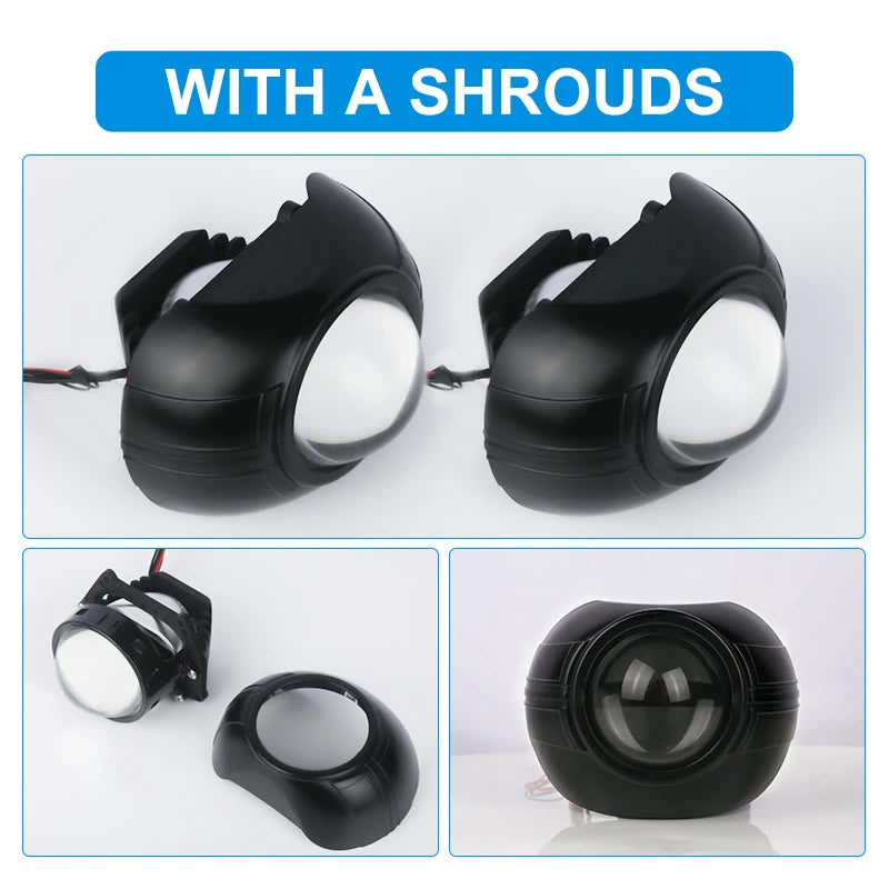2PCS 3 Inch Bi LED Projector Headlights Lenses for Hella LED Lights Projector 3000W 32000000LM Diode Headlamp Car Accessories