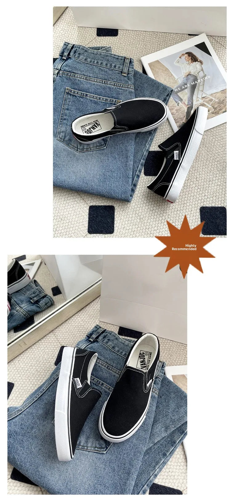 Women's Slip-On Canvas Shoes Summer 2026 Korean Style Student Flat Rubber Sole Wear-Resistant Low Cut Flat Heel Street Fashion
