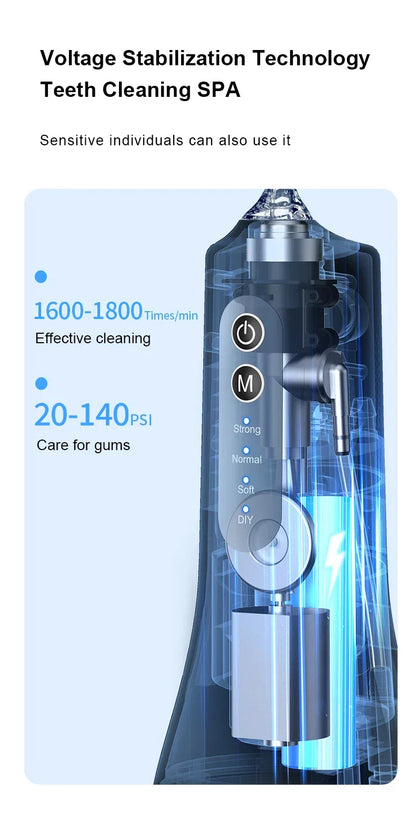 Professional wireless dental floss cleaner, 4 cleaning modes, portable rechargeable electric dental floss oral irrigator
