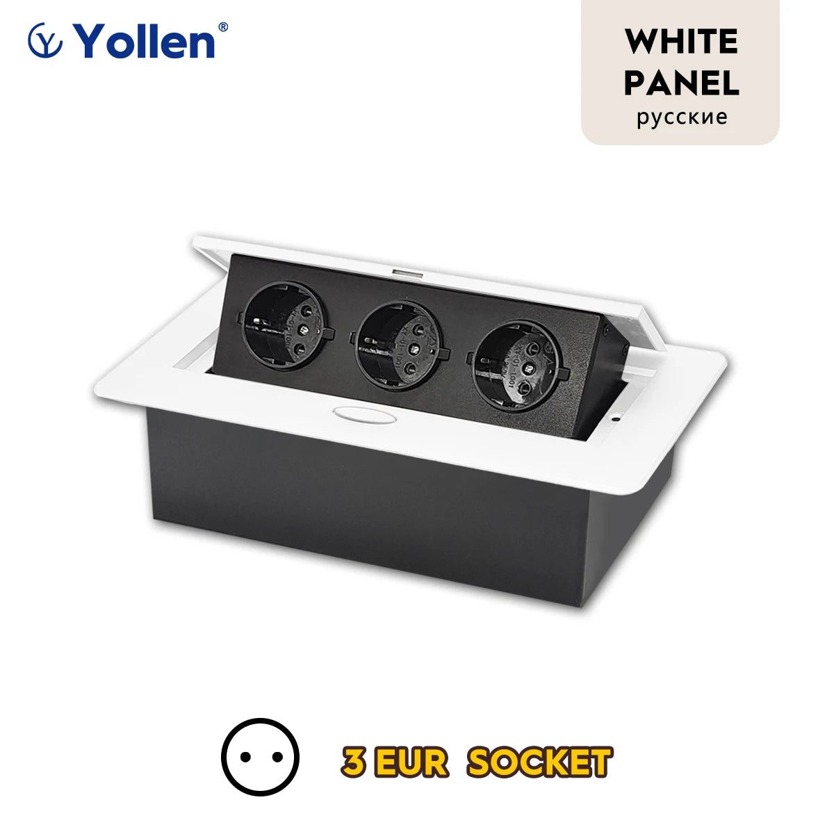 White/Black/Silver/Gold(Бронза Bинтажна) Metal Panel EUR Version RU Table Socket 2/3 Outlet USB Office Kitchen Cabinet Install