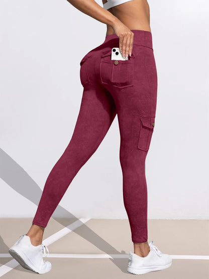 1/3 PCS Washed Print Work Pocket Women Leggings Elastic Butt Lifting Fitness Tights 2025 New Athletic Pants Fashion Streetwear
