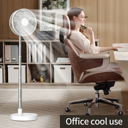 Lenovo USB Foldable Portable Fan 8inch 4 Speeds Timing Battery Operated Mini Floor Fan for Bedroom Indoor or Outdoor Table Fan