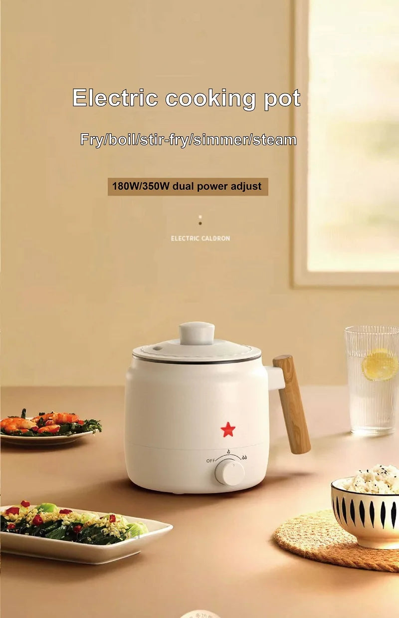 1.2L Electric Cooker Student Dormitory Low Power Noodle Cooker Multifunction Pot Portable Travel Mini Electric Hot Pot 200W